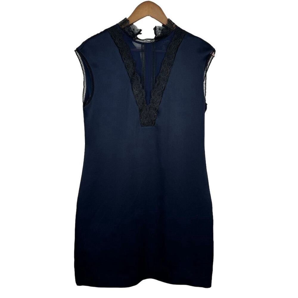 Ted Baker London Women's Size 2 Navy Blue Lace Tunic Dress V-Neck